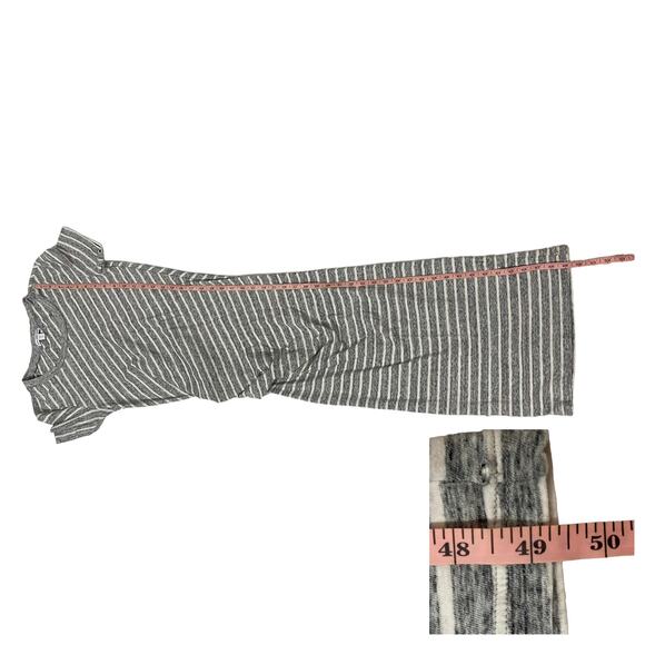 James Perse Striped Tucked Maxi Dress - Gray/White - 1 (Small) - Picture 5 of 13
